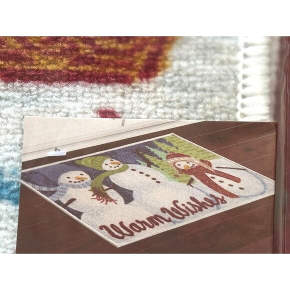 St. Nicholas Square Snowman Warm Wishes "Snowman Scenic" Christmas Rug - Picture 7 of 8